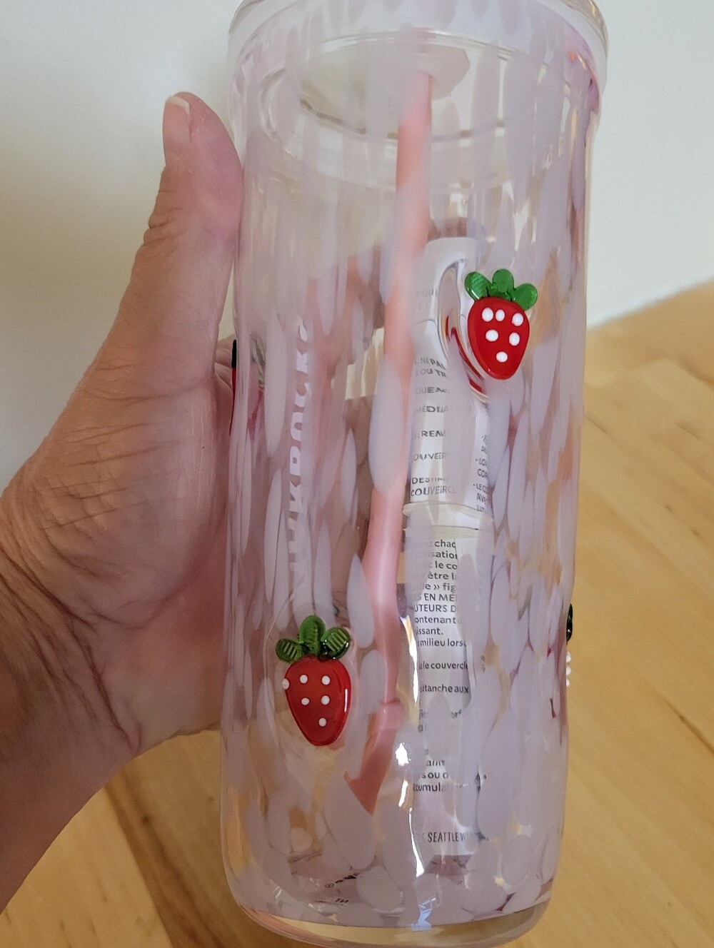 Starbucks Pink Strawberry 16oz Glass Tumbler with Straw - Picture 6 of 9
